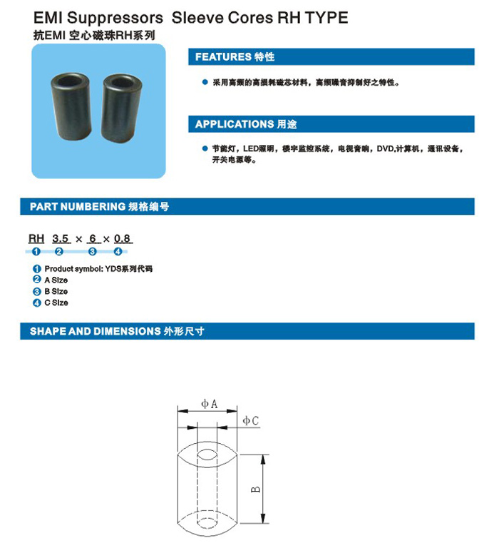 抗EMI空心磁珠RH系列